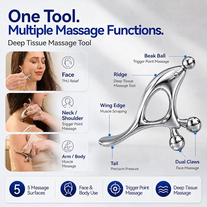 Melonsun Trigger Point Massage Tool for Deep Tissue Relief, Gua Sha Muscle Scraper for Fascia Release, Thumb Saver Acupressure Massager for Jaw, Neck, Shoulder, Back & Full Body Tension Relief
