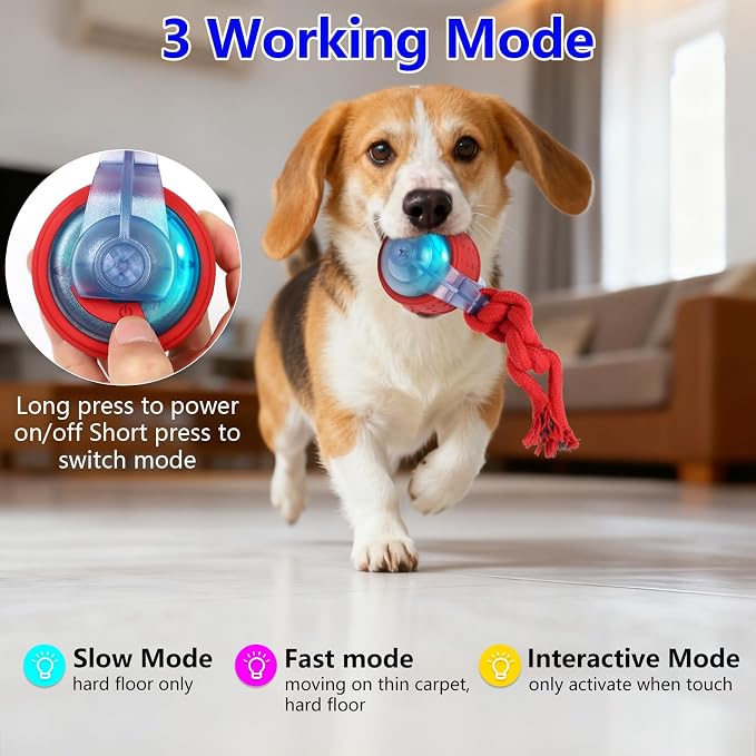 Oxawo Interactive Dog Toys Pet Busy Balls Moving Wiggles Ball | Motion Activated Rolling Ball, Rechargeable Dog Toy with 3 Modes, Keep Dogs Busy for Medium & Small Puppies