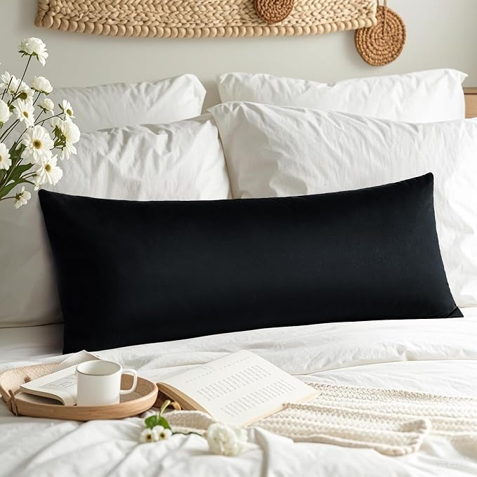 Artscope Luxury Velvet Lumbar Pillow Cover Super Soft Decorative Rectangle Throw Pillow Covers Case Cushion Covers for Sofa Couch Bedroom Car Decor 14x36 Inch Black