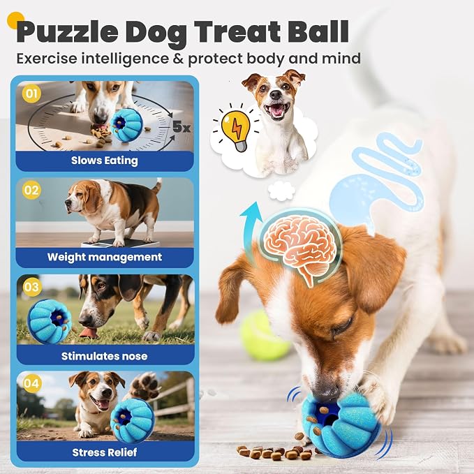ABRRLO Frozen Dog Treat Toys to Keep Them Busy,Interactive Puzzle Treat Dispensing Dog Toys Ball,Frozen - Licking - Slow Feeder - Cognitive Dogs Enrichment Toy,Durable Small Medium Large Dogs Chew Toy