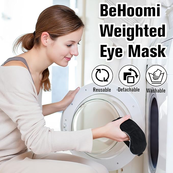 BeHoomi Heated Eye Mask, Weighted Sleep Mask Warm Compress for Eyes, Cooling Eye Mask for Sleeping, Reusable Eye Masks for Home, Office, Hot and Cold for Eye Relaxation, Mothers Day Gifts (Black)
