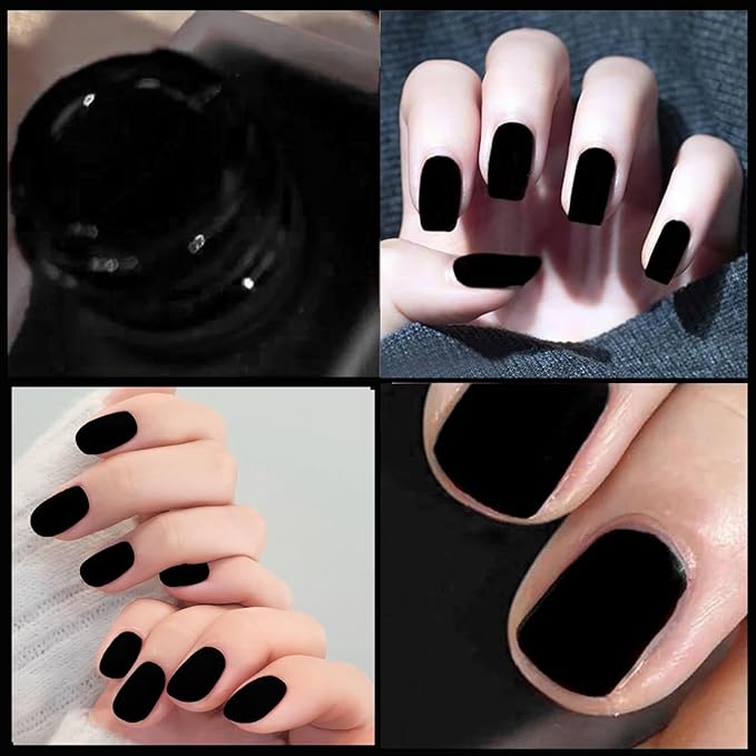 Matte Black Nail Polish - Quick Dry, Vegan, for Men & Women - Velvet Gel Finish, Rapid Dry Fingernail Polish