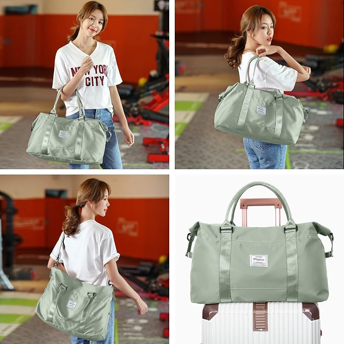 Travel Duffel Bag, Carry On Overnight Weekender Bags for Women | Travel Bag with Wet Pocket & Trolley Sleeve, For Spirit Airlines 18x14x8 Personal Item Bag