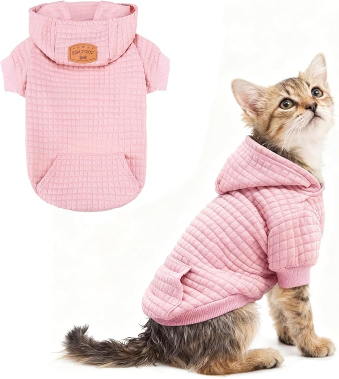 BEAUTYZOO Small Dog Hoodie Sweater with Pockets, Dog Clothes for Small Medium Dogs Boy Girl, Waffle-like Laminated Cotton Pet Coats with Hat and Leash Hole, All Weather Coat for Puppy Doggie Chihuahua | Warm Dog Sweatshirt with Pocket & Leash Hole,Pull...