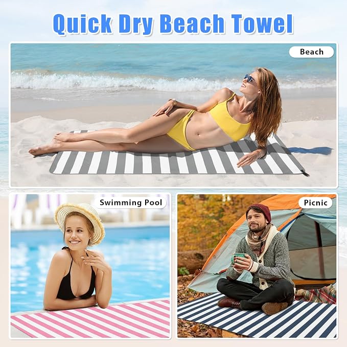 Sfee 4 Pack(8Pcs) Microfiber Travel Towel, Beach Towel Quick Dry Towel Camping Towel Super Absorbent Compact Lightweight Sports Gym Towels for Beach, Gym, Hiking, Pool, Backpacking, Bath, Yoga