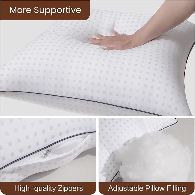 16"x16"Pillow Inserts Set of 2 with 100% Cotton Cover Decorative Square Throw 16 Pillows for Couch, Sofa and Bed - White(2, 16x16)