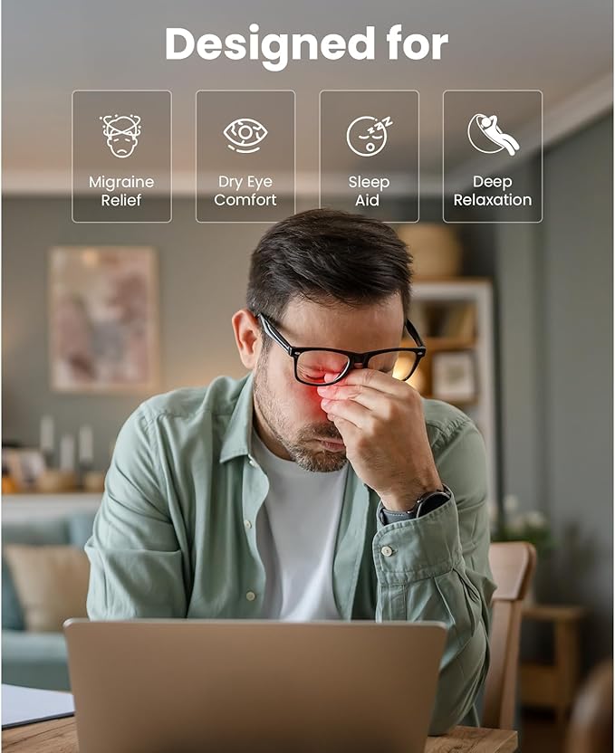 BOB AND BRAD Eye Massager with Heat and Cooling, EyeOasis 2 Eye Mask for Migraines FSA Eligible/HSA Eligible, Heated Face Massager for Eyes Strain Dry Eye Migraine Relief, Improve Sleep