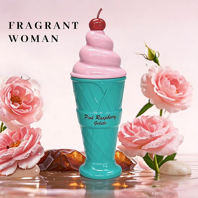 A CENTER 2PCS Perfume Set for Women - Floral Fragrance Gift Set with Vanilla,dessert&Fruity, Eau De Parfume| 3.4 Fl Oz Each Women's Cologne(Pink Raspberry &Chocolate Gelato)