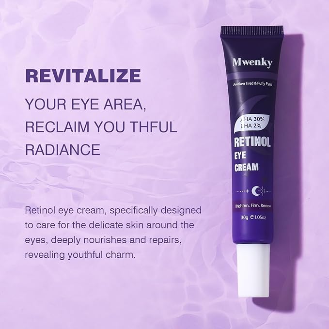 Retinol Eye Cream for Dark Circles and Puffiness, Anti-Aging Under Eye Cream with Hyaluronic Acid, Peptides & Caffeine, Helps Reduce Eye Bags, Smooth Wrinkles and Fine Lines, Hydrating Eye Treatment