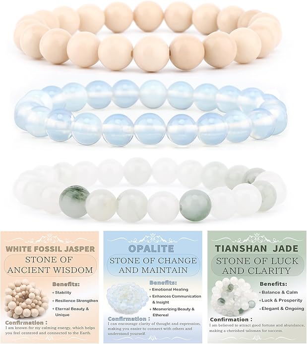 NCB 2.3-Piece 4mm Natural Crystal Gemstone Stretch Bracelets – Handmade Reiki Energy Healing Jewelry for Meditation,Yoga, Unisex