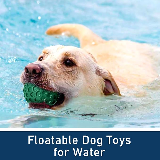 Indestructible Squeaky Dog Ball for Aggressive Chewers, Rubber Interactive Dog Toy for Teething, Relieving Anxiety. Chew Toy for Large, Medium Breeds, Outdoor & Indoor Ball.