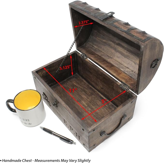 Treasure Chest Keepsake and Decorative Wood Box - Storage Box (XX-Large 13x8x8.75)