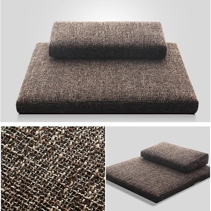 Portable Foldable Meditation Cushion Mat Set with Washable Cotton Linen Cover, Larger Yoga Mat Bolster Floor Pillows Seating for Adults Meditation Accessories grey-80CM, Gray