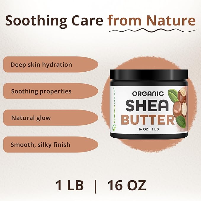 Pure Shea Butter Raw Organic for Skin Pure Virgin Unrefined Body Lotion Stretch Mark Skin Care Scar Cream Organic Shea Butter Raw Unrefined African Shae Manteca de Karite Organica Pura 16 oz