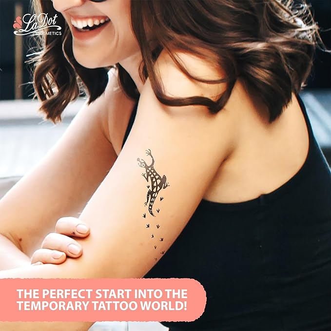 LaDot Temporary Tattoo Stamp– Easy-to-Use Reusable Ceramic Skin Stamp for Creating Custom Temporary Tattoos – Fun Body Art Tool for Parties, Events, and Festivals (Lizard, Medium)