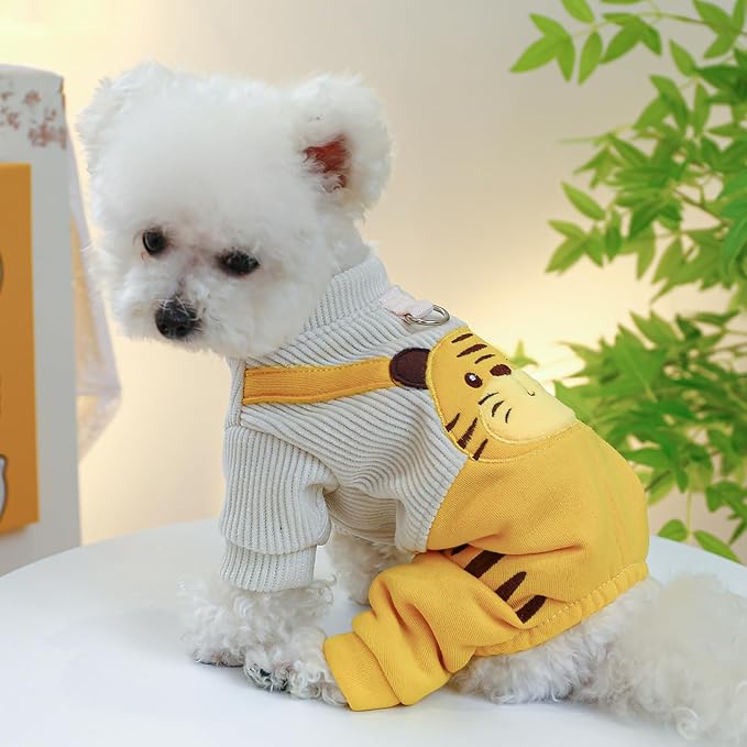 Dog Stylish Overalls Comfortable Puppy One Piece Outfits Summer Bib Overalls for Small Dogs Cute Pet Jumpsuit Onesie Chihuahua Yorkies Birthday Holiday Clothes Costume