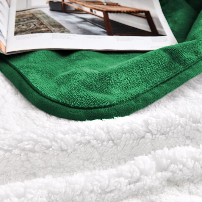 Soft Waterproof Blanket for Bed Couch Sofa, Green, 60x80 inches | Liquid Pee Proof Pet Blanket for Dog Puppy Cat, Reversible Sherpa Fleece Blanket for Couch Cover, Furniture Protector