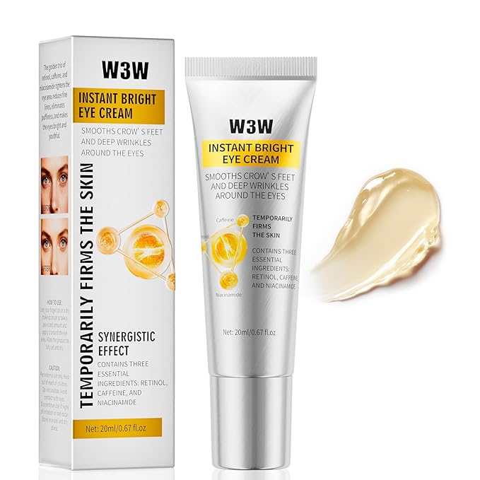 Instant Bright Eye Cream with Caffeine & Retinol - Anti-Aging Eye Cream for Dark Circles, Puffiness & Wrinkles, Brightening & Firming Formula with Niacinamide & Hyaluronic Acid