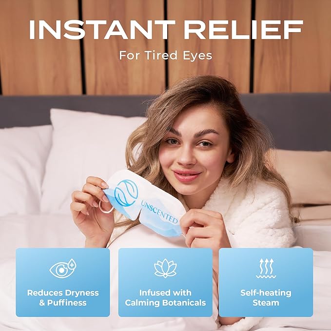 Body Restore Heated Eye Mask for Dry Eyes 5 Pack - Boo Basket Stuffers for Women, Self Heating Warm Compress, Christmas Stocking Stuffers, Birthday Gifts, White Elephant, Relaxation - Unscented