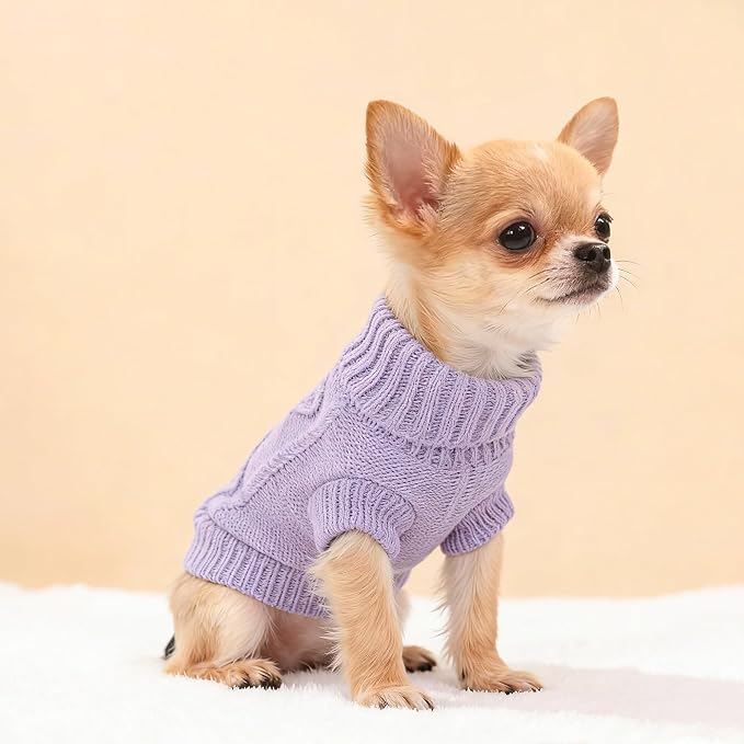 2 Pack Dog Clothes for Small Dogs Girl Chihuahua Sweater Puppy Pullover Sweater, Winter Cute Knitwear Turtleneck Thick Warm Coat for Yorkie Cat Extra Small Dog Clothes S