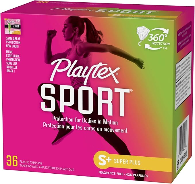 Playtex Sport Tampons Super Plus Absorbency, Fragrance-Free - 36ct | Super Plus Tampons for Women, Feminine Care, Playtex Tampon with 360 Leak Defense
