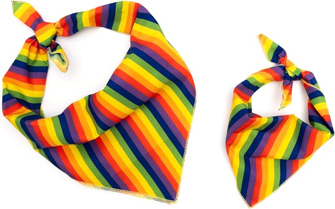 THE WORTHY DOG Icons Classic Tie-On Bandana for Dogs & Cats, Rainbow
