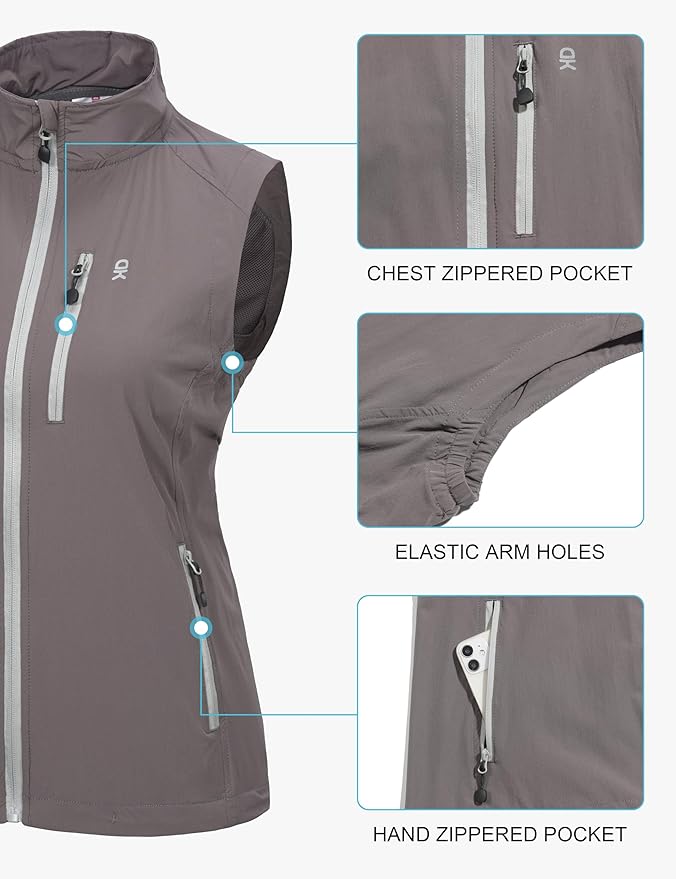 Little Donkey Andy Women's Lightweight Quick Dry Vest Windproof Summer Vest | Stretch Quick Dry Material, Windproof Breathable Vest, Cooling Effect Summer Outerwear, Running Cycling Golf Tennis Hiking