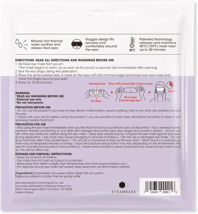 Steam Eye Mask for Dry Eyes and Puffiness, Fast Relief Disposable Self Heating Masks, Stocking Stuffers, 6 Pack