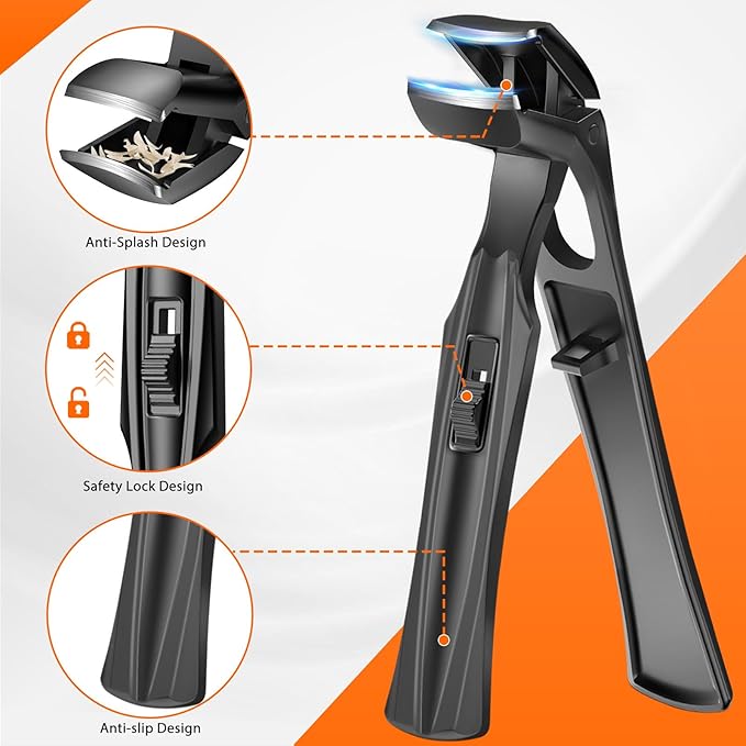 Toenail Clippers for Thick Nails for Seniors, Angled Head Ergonomic Nail Clippers for Men with Catcher, Wide Jaw Opening Heavy Duty Large Toe Nail Clippers for Thick Ingrown Nails