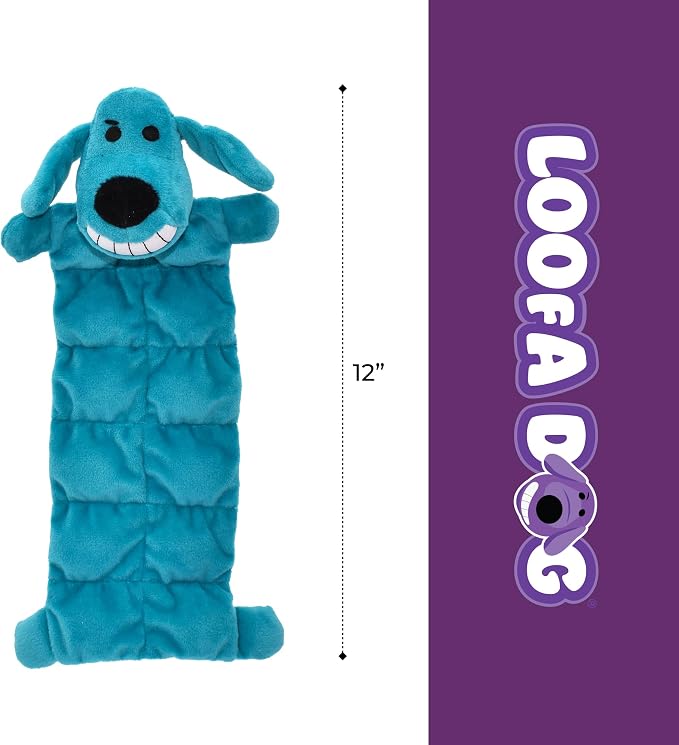 Multipet Original Loofa Dog Plush Toy Mat - Squeaky Toys for All Dogs - Extra Soft Plush - Stuffed Animal Dog Toys for Playing (1 Count, 12”, Random Color Surprise)