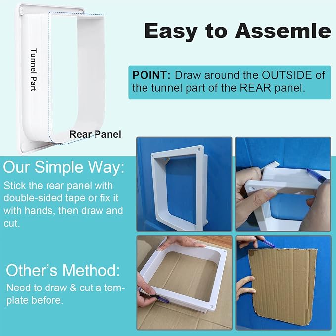Lessmon Cat Door, XL, 4-Way Lock, Outer Size 9.88x9.25x2.16in | 4-Way Lock for Pet Safety, Weatherproof & Durable, Easy DIY Installation, Fits Doors, Windows & Walls