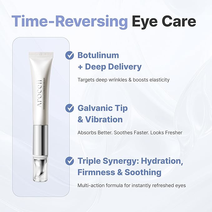 AROCELL Botulcare Wrinkle Solution Vibrating Eye Cream | Korean Under Eye Cream | Collagen & Galvanic Care, Hydrating, Moisturizing & Elasticity Boosting | Gentle Daily Eye Care | 0.5 fl oz
