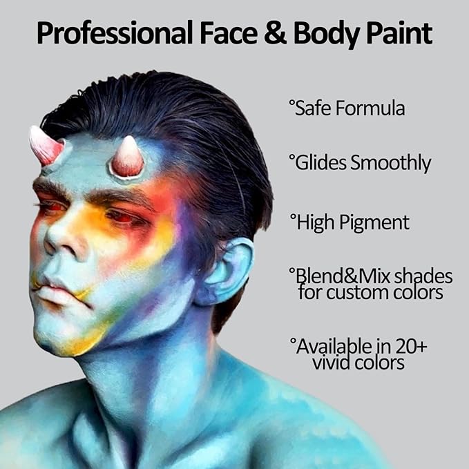 Mysense Light Grey Face Body Paint,Water Based Washable Face Paint,Non-toxic Cream Body Paint for Adults and Children Halloween Costume SFX Skull Zombie Goth Raven Cosplay Makeup,0.6oz