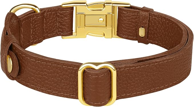 Leather Airtag Dog Collar - Soft Tracking Dog Collar with Apple AirTag Holder and Metal Buckle - Safety GPS Pet Collars for Small Medium Large Dogs Puppy Pink Red (Brown, XS, 9"-12" Neck Fit)