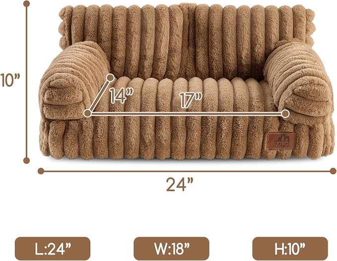 Hollypet Small Dog Large Cat Bed Puppy Couch Beds for Pets up to 25 lbs | Fluffy Dog Cat Couch Plush Soft Warming Pets Beds with Machine Washable Cover and Non-Slip Bottom