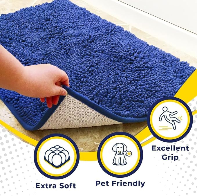 Muddy Mat® | Super Water Absorbent Door Mat Indoor, Microfiber Quick Dry Chenille Entryway Rug, Slip Resistant Front Door Mat, Indoor Mats for Entryway, Machine Washable Pet Rug, Periwinkle 20" x 33"