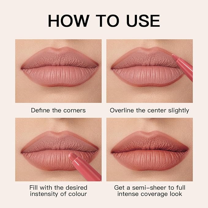 USHAS 3Pcs Lipstick and Lip Liner Combo Set 2 in 1 Makeup Kits Long Lasting and Waterproof Nude Matte Lipstick For Women (Set 1 (01+02+03), 3Pcs)
