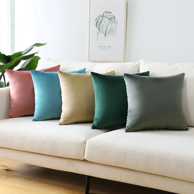 Artscope Luxury Velvet Pillow Covers Super Soft Decorative Square Throw Pillow Covers Case Cushion Covers for Sofa Couch Bedroom Car Decor 22x22 Inch Tan