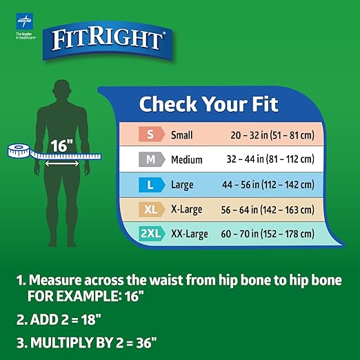 FitRight Adult Diapers, Ultra Heavy Absorbency, S (Waist Size 20in-32in), 20 Count, OptiFit Incontinence Briefs for Men and Women, Disposable, Moisture-Wicking, Leak Protection,
