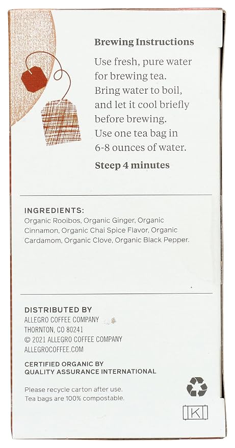 Allegro Tea, Organic Rooibos Vibrations Tea Bags, 20 ct