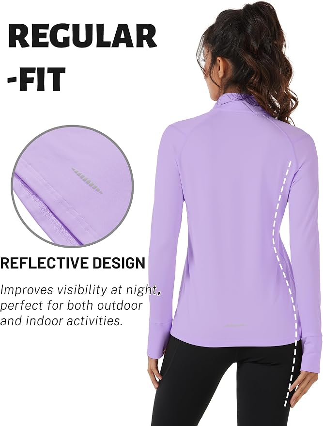TACVASEN Women's Quarter Zip Sweatshirt Fleece Long Sleeve Workout Pullover | Lightweight Breathable Thermal Fabric,Mock Neck Design,Athletic Tops,Ideal for Gym Running Activities