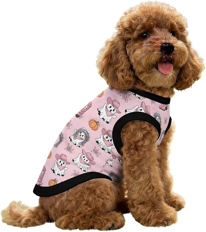 Halloween Pet Vest Western Spooky Pet Shirts Small | pumpkin Dog Shirt Vest cute pet Sleeveless Vests Ice Silk Dog T-Shirts holiday Dog Clothes Halloween Canine Wear