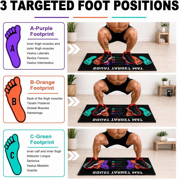 Squat Mat with Foot Position,Non-Slip Workout Mat for Squats & Leg Exercises, Improves Muscle Activation & Knee Support, Home Gym Fitness Mat,30 * 13.8"inch Squat Pad