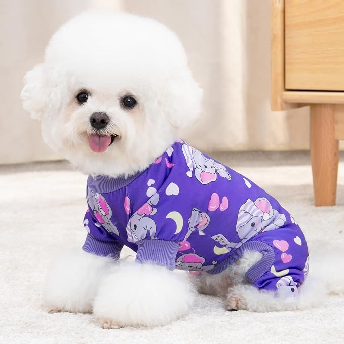 XPUDAC 4 Pieces Dog Pajamas Soft Strechy Puppy Onesies Pet Clothes for Medium Large Dogs Boy Girl Cat Pet Outfit, 153-3XL