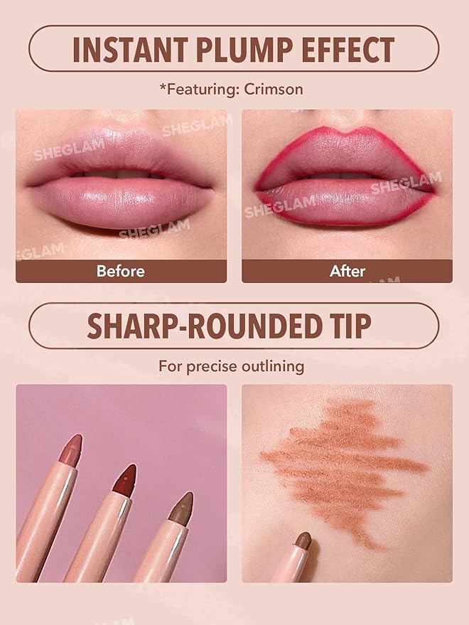 SHEGLAM Lip Liner Creamy Matte Pencil High Pigment Not Easy to Fade Silky Smooth Matte Contour Tint Lip Makeup-Misty Rose