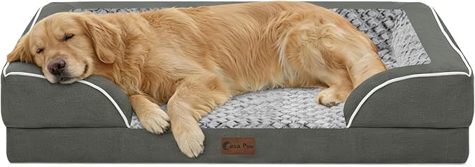 Orthopedic Dog Bed for Extra Large Dogs, 42x30in, Dark Grey | Orthopedic Foam Relieves Joint Pressure, Bolsters Supports Head And Neck, Washable Cover, Non-Slip Bottom