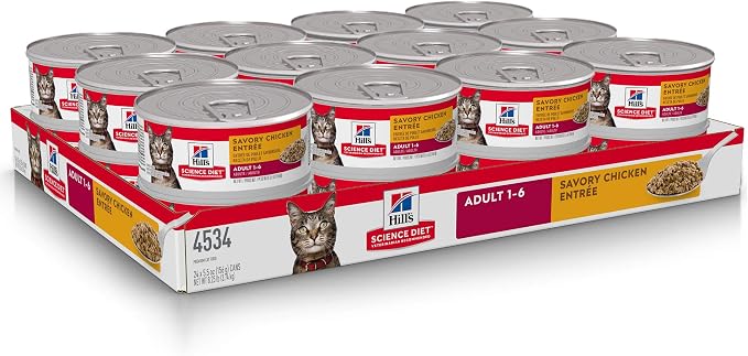 Hill's Science Diet Adult 1-6 Wet Cat Food | #1 Veterinarian Recommended, Minced Chicken, 5.5 oz. Cans, 24-Pack