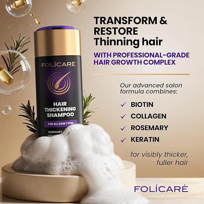 Thickening Hair Growth Shampoo For Women & Men, Biotin Shampoo, Intensive Repair for Thinning Damaged & Frizzy Hair, Split End Care, Sulfate & Paraben Free