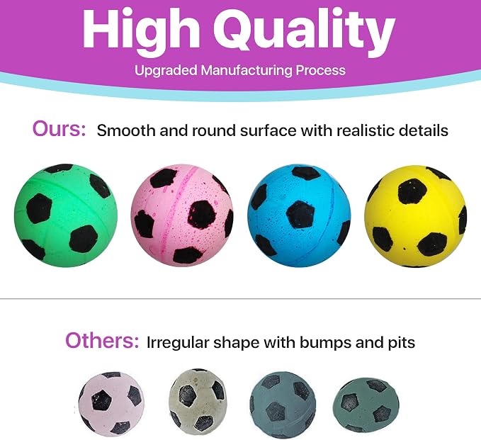 SPOT Sponge Soccer Ball Cat Toys for Cats and Kittens - Interactive and Colorful Plush Toy, Fun to Bat and Chase, Keep Cats Entertained - 1.5" Assorted 4-Pack