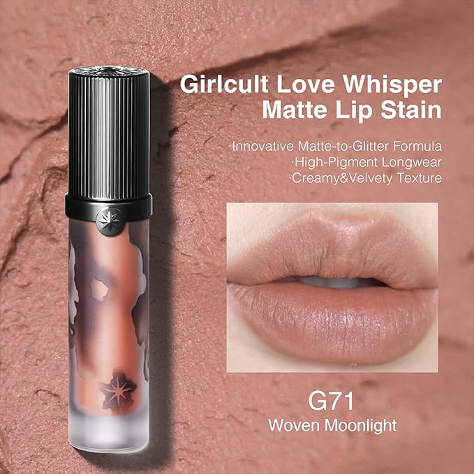 GIRLCULT Matte Lip Stain – Lightweight Velvet Lip Tint, Long Lasting Liquid Lipstick, Transfer Resistant, Non-Drying & Smudge Proof Formula (G71)
